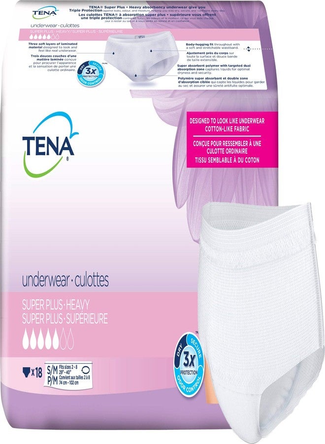 TENA Incontinence Underwear for Women UaxIGg, 3Pack (Small/Medium, 54 Count)